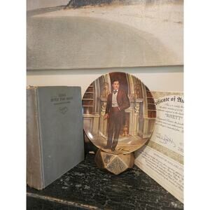 1937 Hardcover Gone With The Wind and Rhett Butler Knowles China 1981 Plate